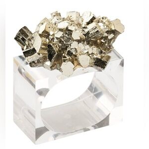 NWT KIM SEYBERT GOLD GEODE NAPKIN RINGS SET OF 2 NEW
